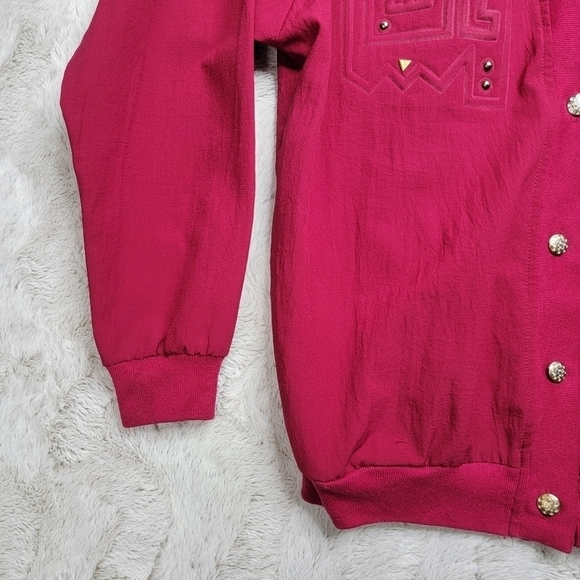 GW Division Of Graff Vintage Pink Polyester Embellish Light Cardigan Jacket Sz S - Picture 6 of 13